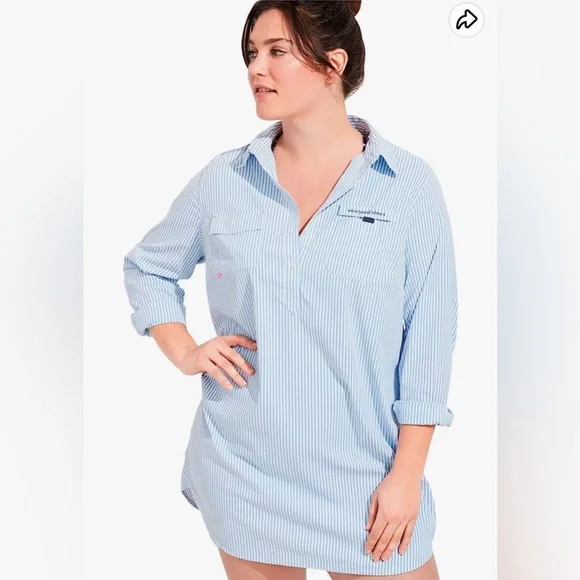 Vineyard Vines Blue Striped Swim Coverup - Picture 11 of 12